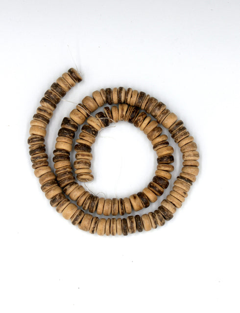 Natural Coconut Shell Beads, 8x4mm, Heishi